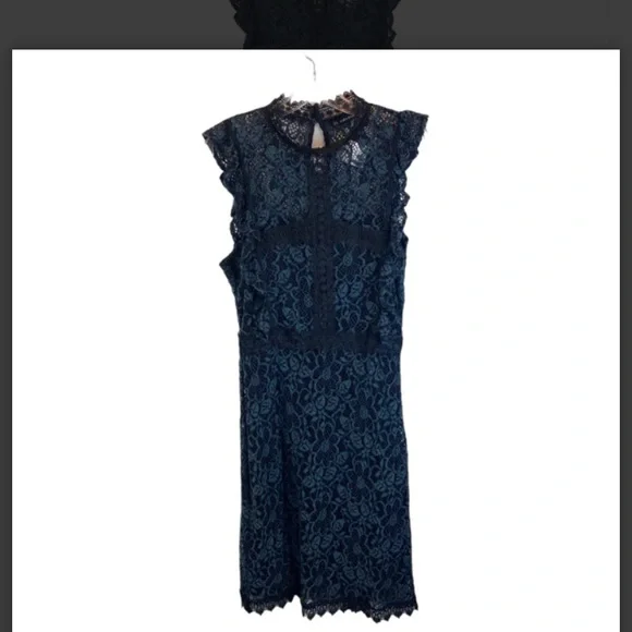 Zara blue and black lace dress Sz M - Picture 4 of 15